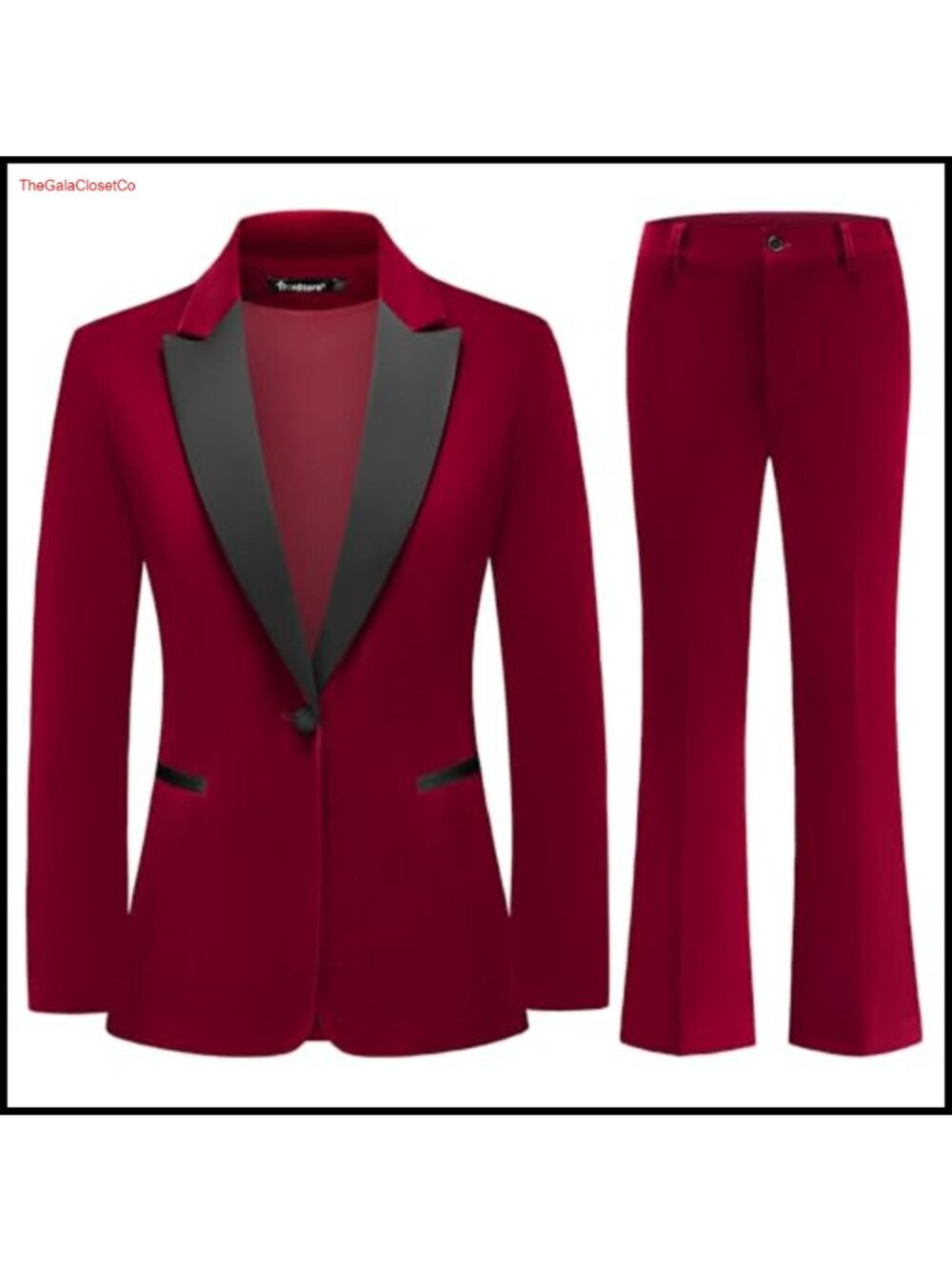 Velvet Blazer Pants Suit Set Satin Lapel Bootcut Formal Business